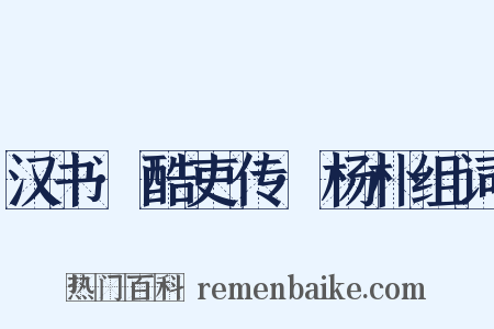 汉书·酷吏传·杨朴组词是什么意思的图片